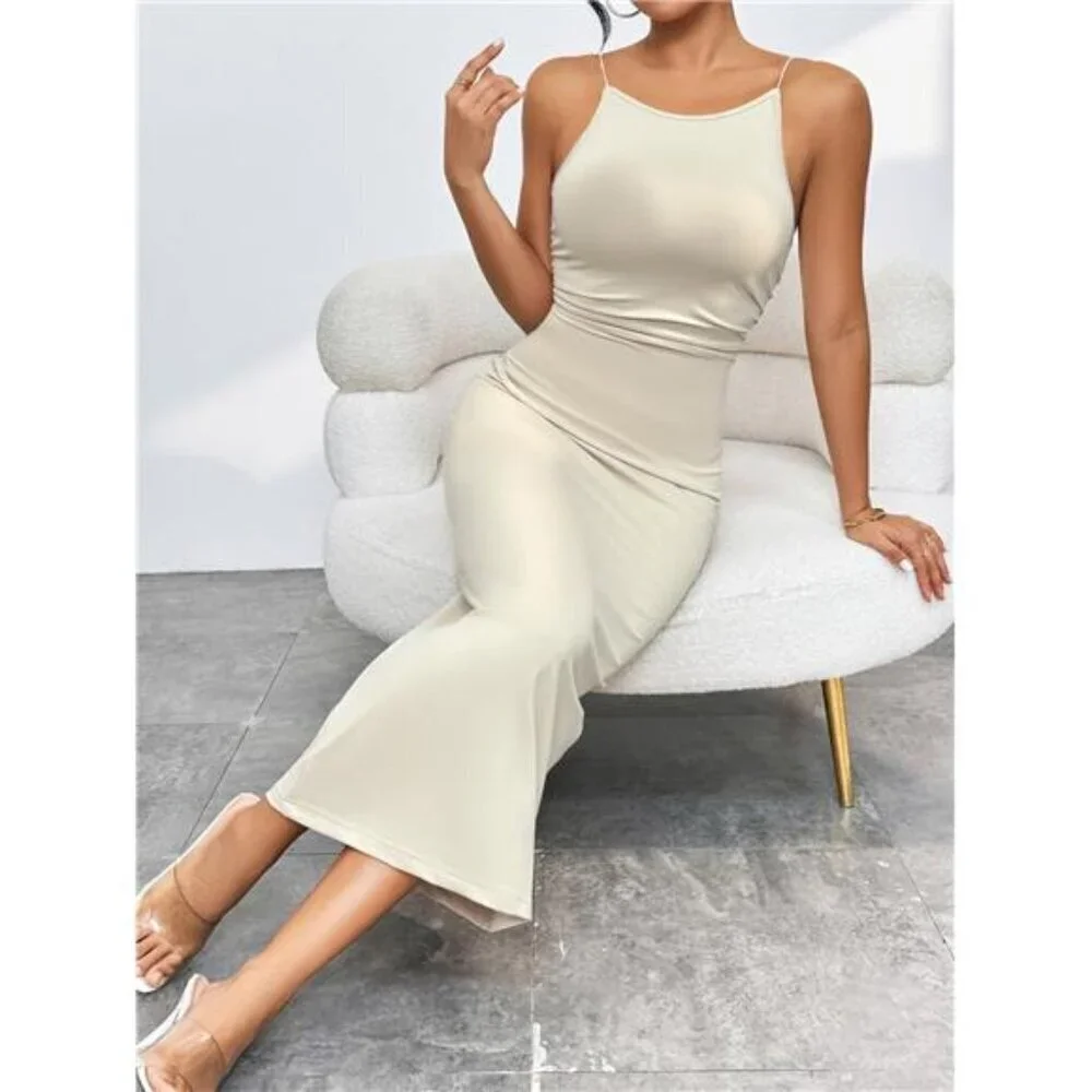 Spaghetti Straps Midi Bodycon Dress